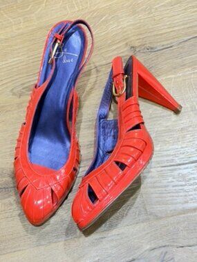 Le Due Sorelle Boutique Heels Pumps Women's Size 8.5 in fire orange